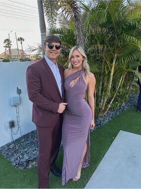 Club L London One-Shoulder Twist Maxi Dress in Purple / Deep Mauve